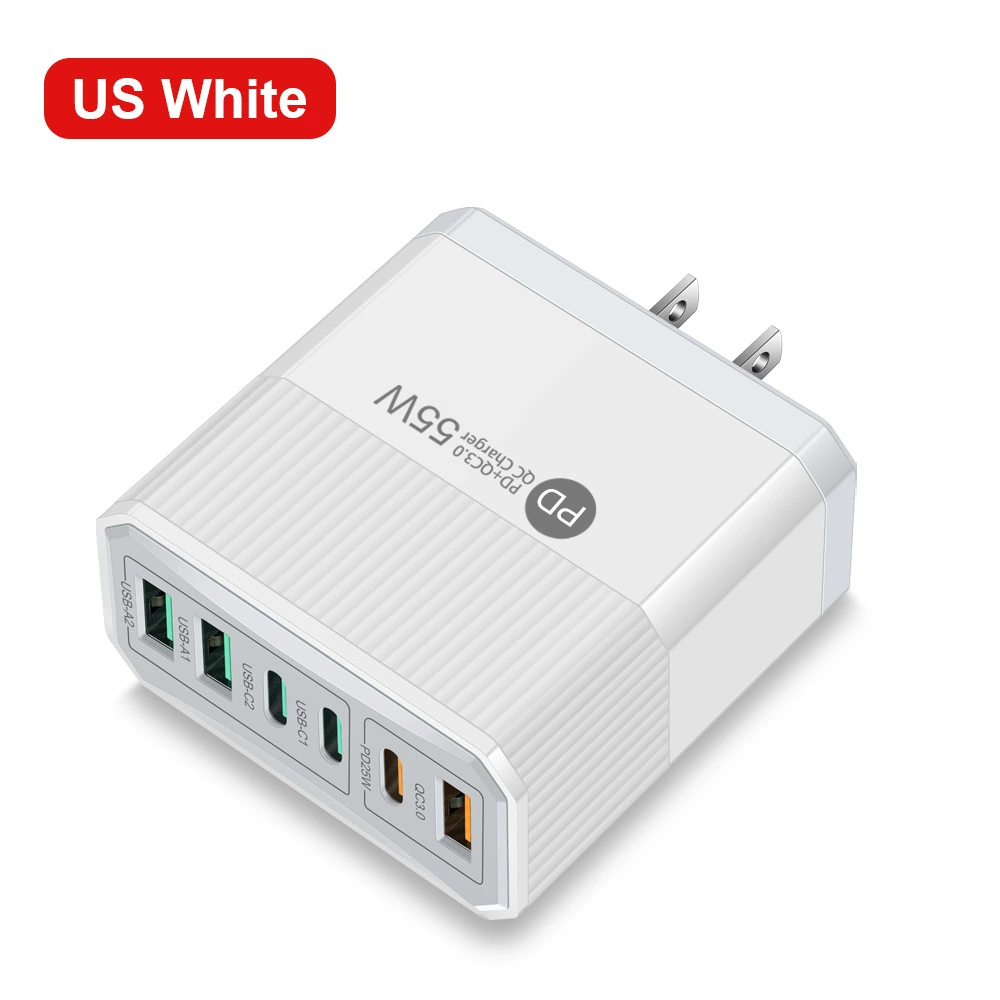 Зарядное устройство для мобильного телефона 3PD+3USB, быстрая зарядка для путешествий, зарядный блок PD55W QC3.0+PD25W