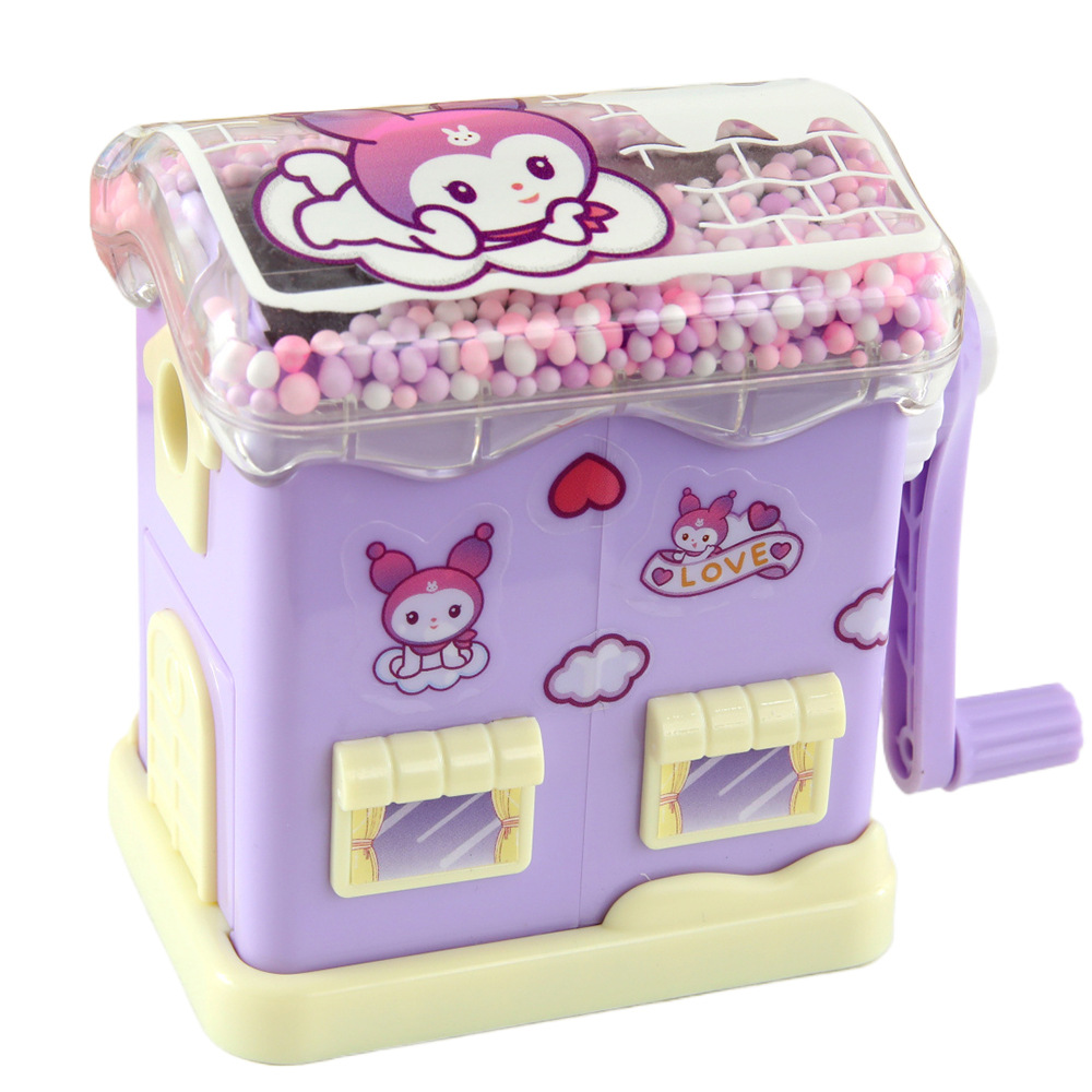 Casa pequeña de dibujos animados cuchillo de lápiz de espuma de techo de ensueño jugador de bola de rotación cuchillo de lápiz de dinosaurio cappuccino estudiantes de papelería