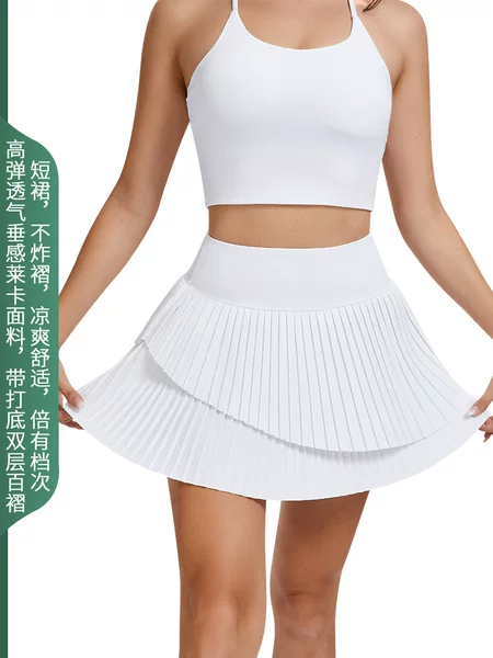Yoga Short Skirt Women's Anti-walking Fake Two-piece Short Sports Skirt Outdoor Badminton Golf Tennis Skirt Pleated Skirt