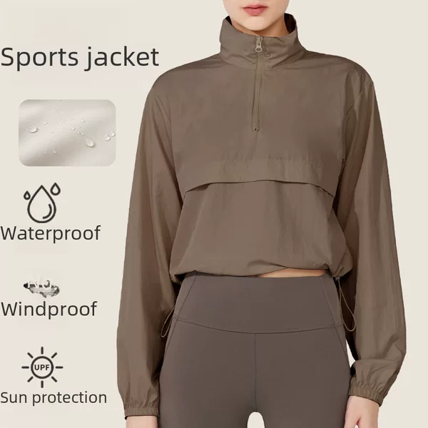 Windproof Rushing Clothes Thin Casual Sunscreen Yoga Clothes Blouse Top Long Sleeve Spring and Summer Loose Sports Jacket for Women