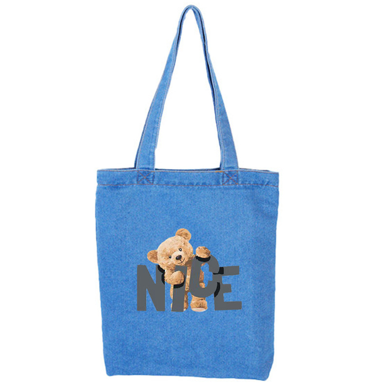 Xiaoxiong versión coreana de la moda bolso de lona bolso bolso bolso de lona de moda diagonal bolsa de lona vaquero de gran capacidad