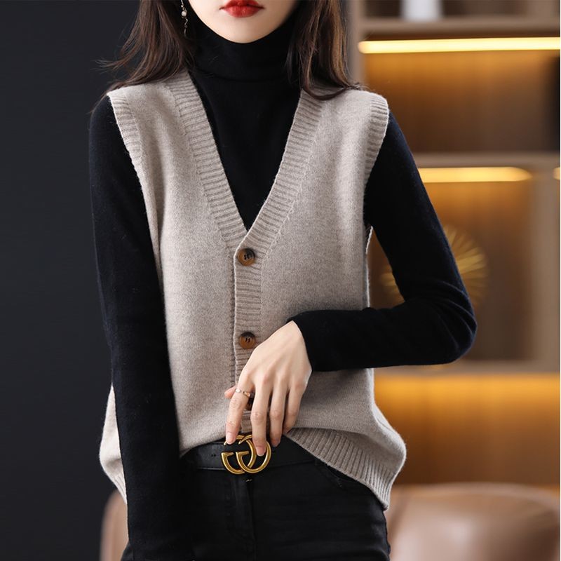 Suéter de punto chaleco cardigan Top principios de primavera otoño 2024 nuevas mujeres populares Chaleco de desgaste exterior chaleco