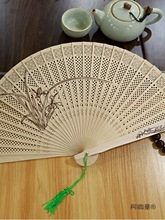 风苏州香木扇子檀香扇古风折扇女式檀木古典旗袍古扇汉服双麦太保