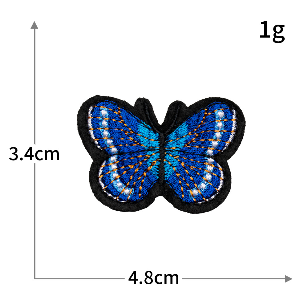 Pegatinas de tela de bordado de mariposa de color, sin costura, bordado por computadora, accesorios de ropa de bricolaje, pegatinas decorativas, pegatinas de parche, personalización al por mayor