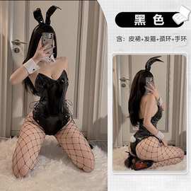 性感兔女郎pu漆皮吊带cosplay角色扮演连体制服兔子暗扣大码晴趣