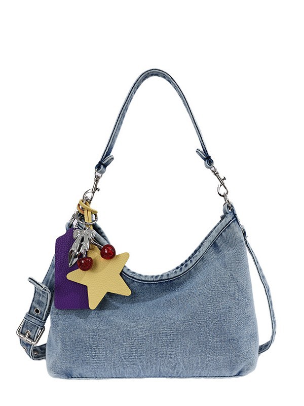 Shangxin retro denim bolso de brazo portátil para mujeres 2026 nueva moda coreana lujosa bolsa de hombro casual