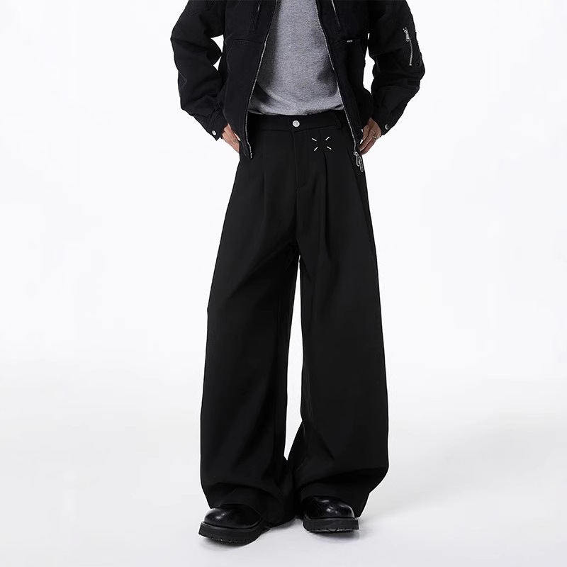 Cleanfit Black Scimitar Pants Men's Spring & Fall Wide-Leg Casual Pants Drapedy Professional Suit Pants