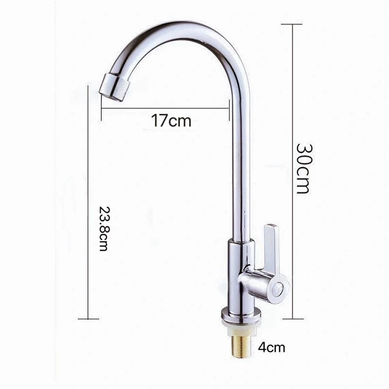 Wall -entry 304 stainless steel brushed kitchen single cold water faucet 360 -degree rotation washing basin water tank kitchen dragon head