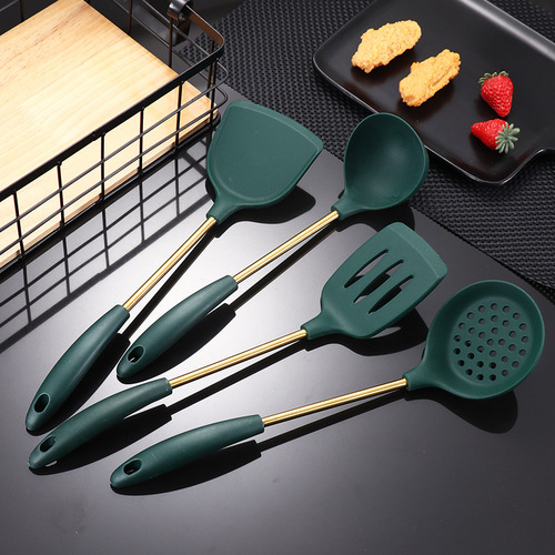 Household Silicone Spatula Multi-purpose Stir-frying Kitchen Tool Non-stick Pan with Hanging Cooking Soup Spoon Ladle Spatula Four-Piece Set