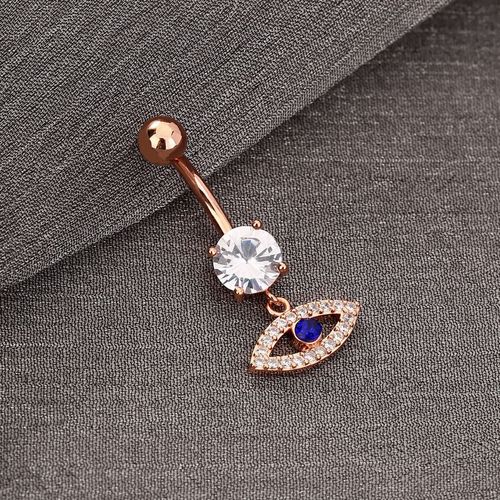 European and American fashionable personality non-mainstream hip-hop devil's eye copper micro-encrusted zircon anti-allergic belly button ring
