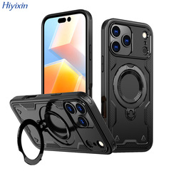 Apple IP17Pro max 携帯電話ケース 天環スタンド 360度回転 磁気吸着 落下防止保護カバー
