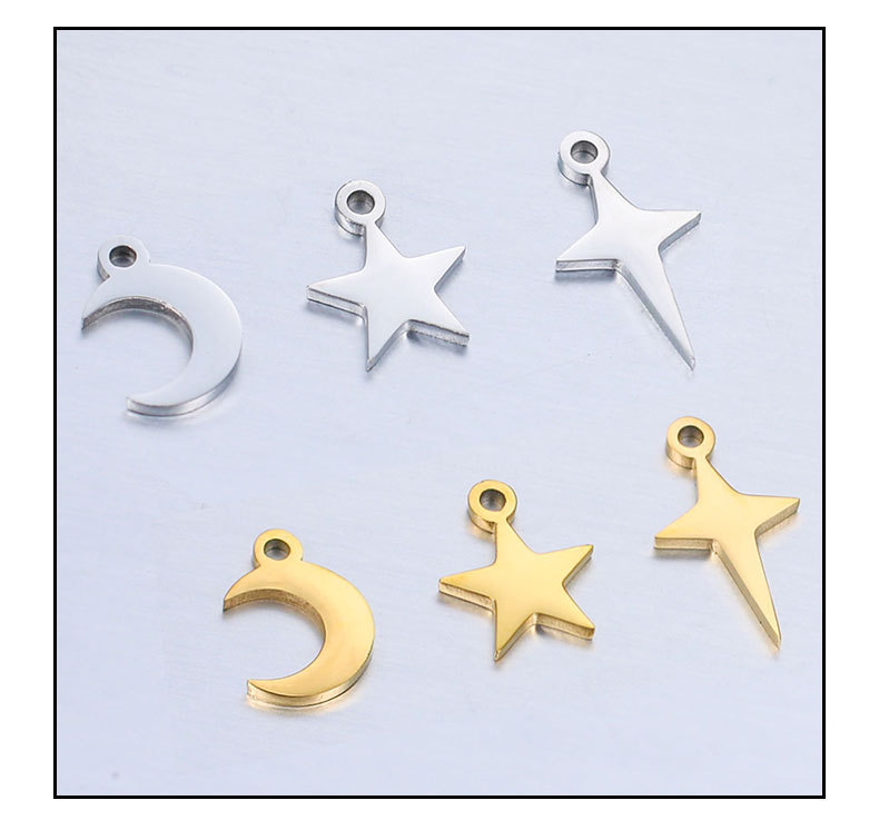 302 Stainless Steel Material Star, Moon Pattern Plating Design Simple Style Style 1 Piece 302 Stainless Steel Star Moon Pendant