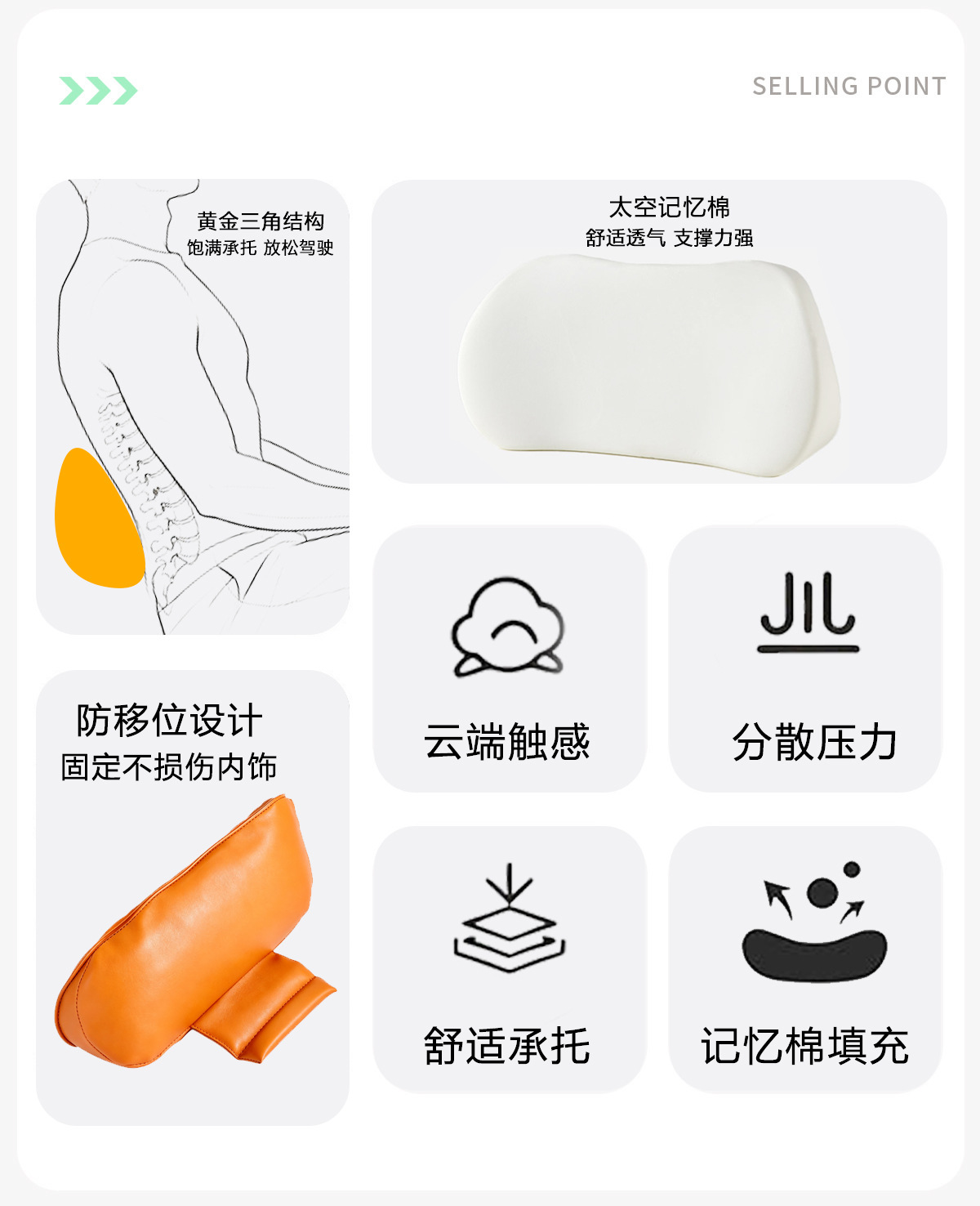 Car lumbar support cushion, driving waist protector, seat cushion, driver's seat lumbar pillow, backrest cushion, car seat lumbar support, in-car accessory