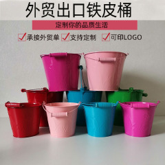 Candy-colored small iron bucket children's beach toy colorful gardening iron bucket pastoral style flower pot small bucket