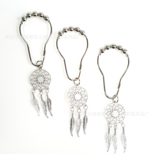 Cross-border Amazon dedicated gourd hook feather pendant shower curtain hook curtain hook 12 PCs/box