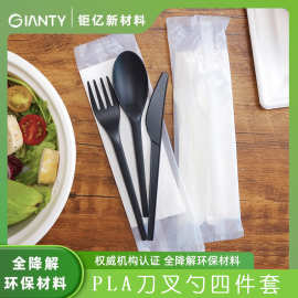 PLA四件套餐具包刀叉勺纸巾牛皮纸袋聚乳酸CPLA一次性餐包便当