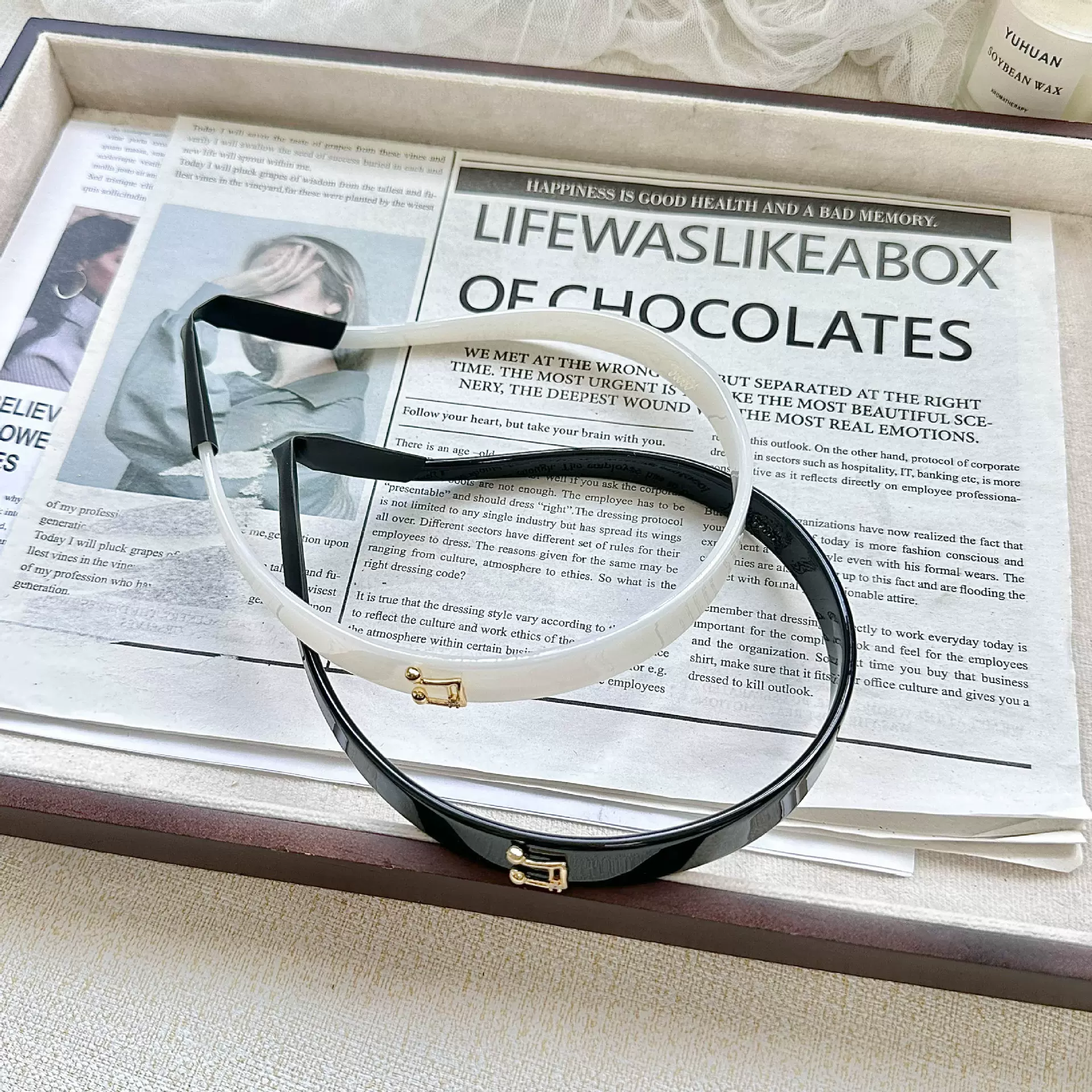 韩系醋酸音符眼镜发箍醋酸质感高颅顶高级感头箍不勒头爆款发卡