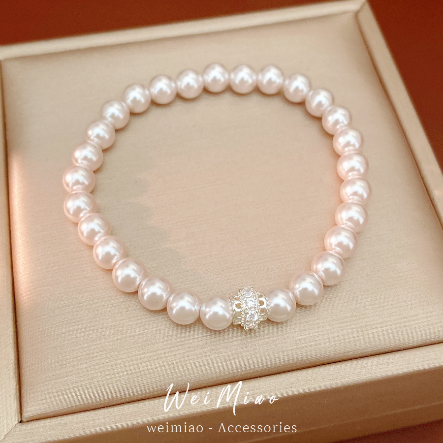 Elegante simple pulsera de perlas de piedra de silicio ligera pulsera de nicho de lujo alto temperamento al por mayor joyería de la mano