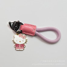 牛皮汽车钥匙扣Kitty猫钥匙圈小猫咪包挂件情侣女生礼物蝴蝶结