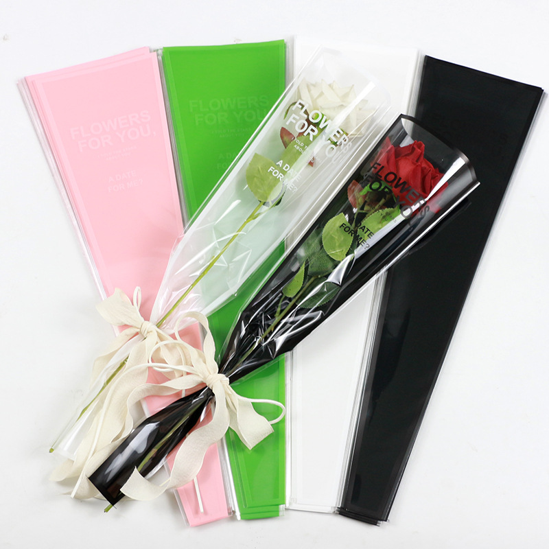 Brillante bolsa única inglés transparente Rosa OPP ramo de flores papel de embalaje material de embalaje de la flor material de la tienda de flores al por mayor