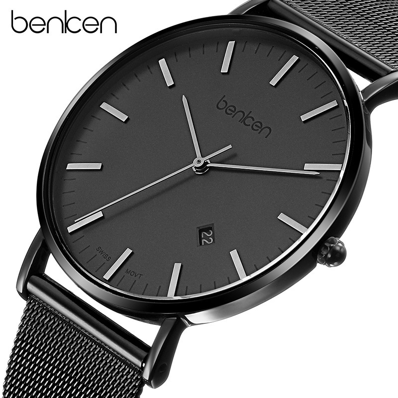 Benken Brand Men's Ultra-Thin Watch Male Student Waterproof Simple Normcore Design Trendy Brand Quartz Watch