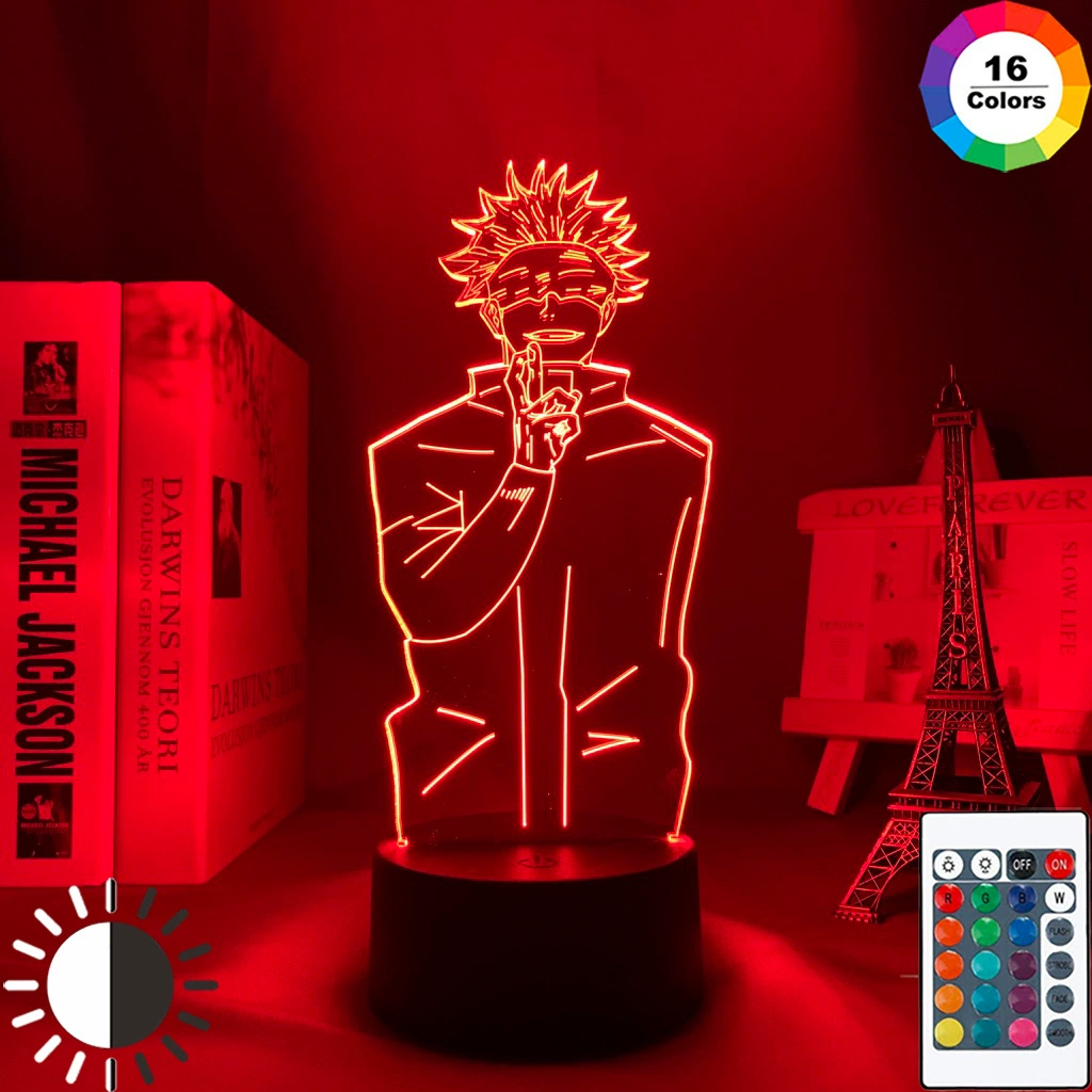 Ночник, акриловый белый Jujutsu Kaisen, 3D, 16 цветов, с пультом