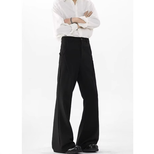 Relaxed and Loose Men's Korean Style Trendy Matchable Pants Summer Thin Model with a Draping Effect Wide Leg Floor-Length Pants