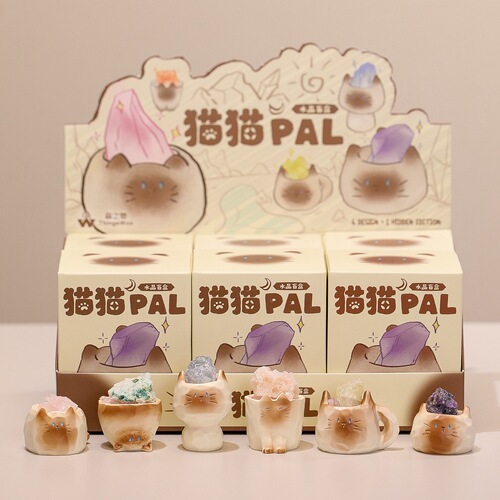 Cute Cat Crystal Blind Box Decorative Item Creative Trendy Table Decoration Resin Craft New Office Gift 
