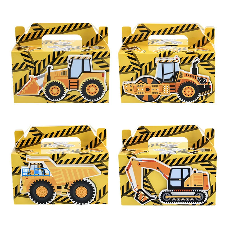 Трансграничная подарочная упаковка, строительная машина, экскаватор, портативная бумажная коробка, детская подарочная коробка, ручная коробка конфет, готовая к продаже