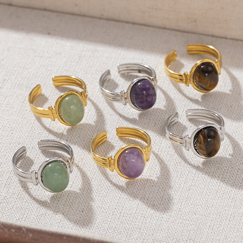 1 Piece Quantity Daily, Street Occasion PVD Coated Real Gold Plated Geometric Titanium Steel Vintage Style Waterproof Non Tarnish Open Rings