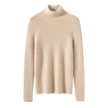 羊绒衫女100%纯山羊绒秋冬新款一线成衣坑条长袖高领针织打底毛衣