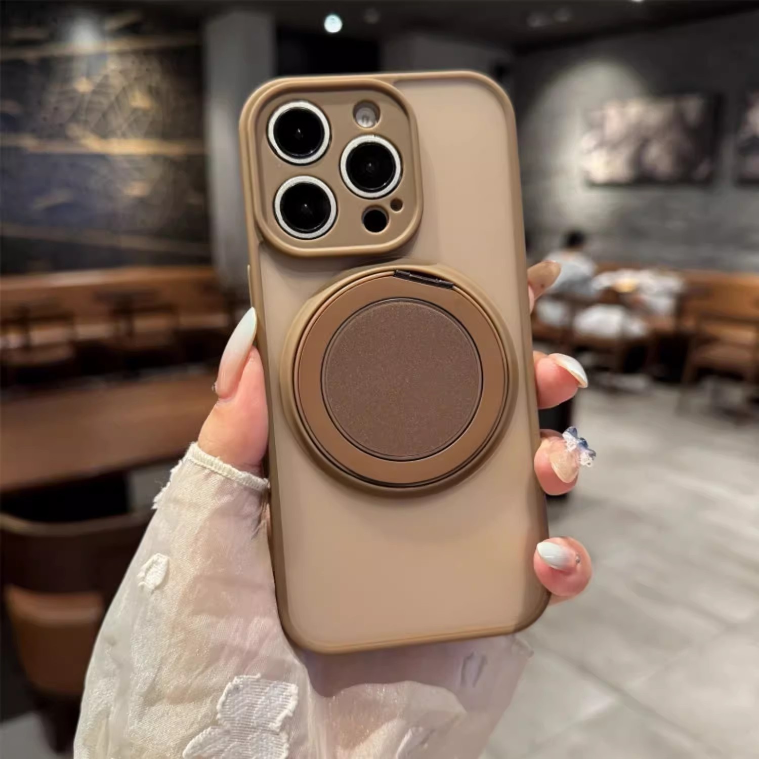 17 caso de teléfono móvil soporte giratorio 360 sensación de piel esmerilada para iPhone16 pivote de sensación avanzada 11 Apple 15pro