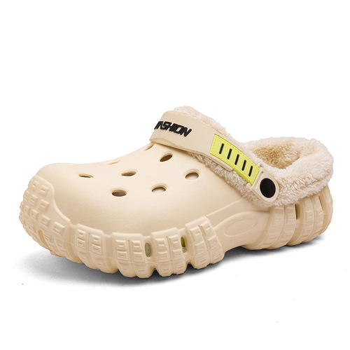 Men's winter outerwear padded and thick warm cushioned capped cotton slippers for home use