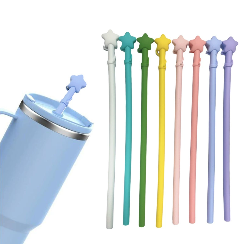 Трансграничный новый силиконовый с крышкой соломкой заглушка звезды 10 мм соломка крышка пылезащитный чехол для воды стакан декоративные принадлежности