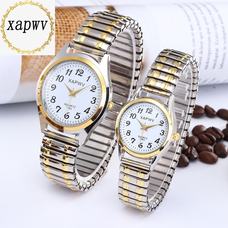 elastic elastic band quartz couple fashion pair watch middle-aged and elderly large dial pointer digital face men's watch women