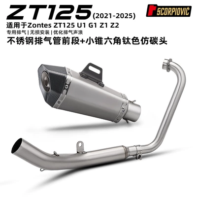 G1 Z1 Z2 Front and — Motorcycle exhaust pipe - qidian-zt125-front-section-small-cone-hexagonal-titanium-color-imitation-carbon-head