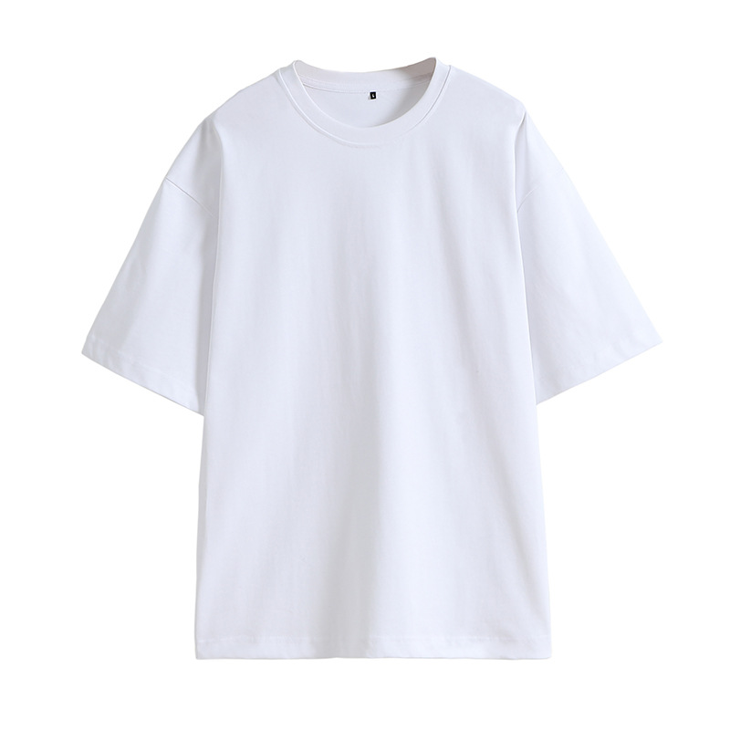 Weilong ropa Camiseta de algodón de los hombres 240g Camiseta de manga media pesada verano ins marca de moda gota hombro suelta camisa de cuello redondo