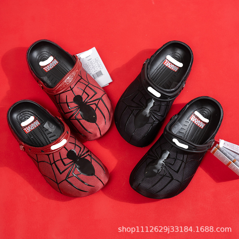 cross2026 new model clogs for men and women, Spider-Man red fabric couple's beach sandals, factory wholesale cross2026 new model clogs for men and women, Spider-Man red fabric couple's beach sandals, factory wholesale