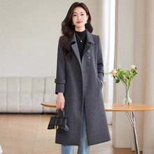 毛呢大衣女2025年新款春秋中长款修身感女神范毛呢外套气质风衣