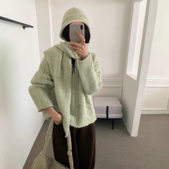 2025秋冬新款韩系配围巾纯色加厚慵懒风露肩针织衫毛衣女上衣女装