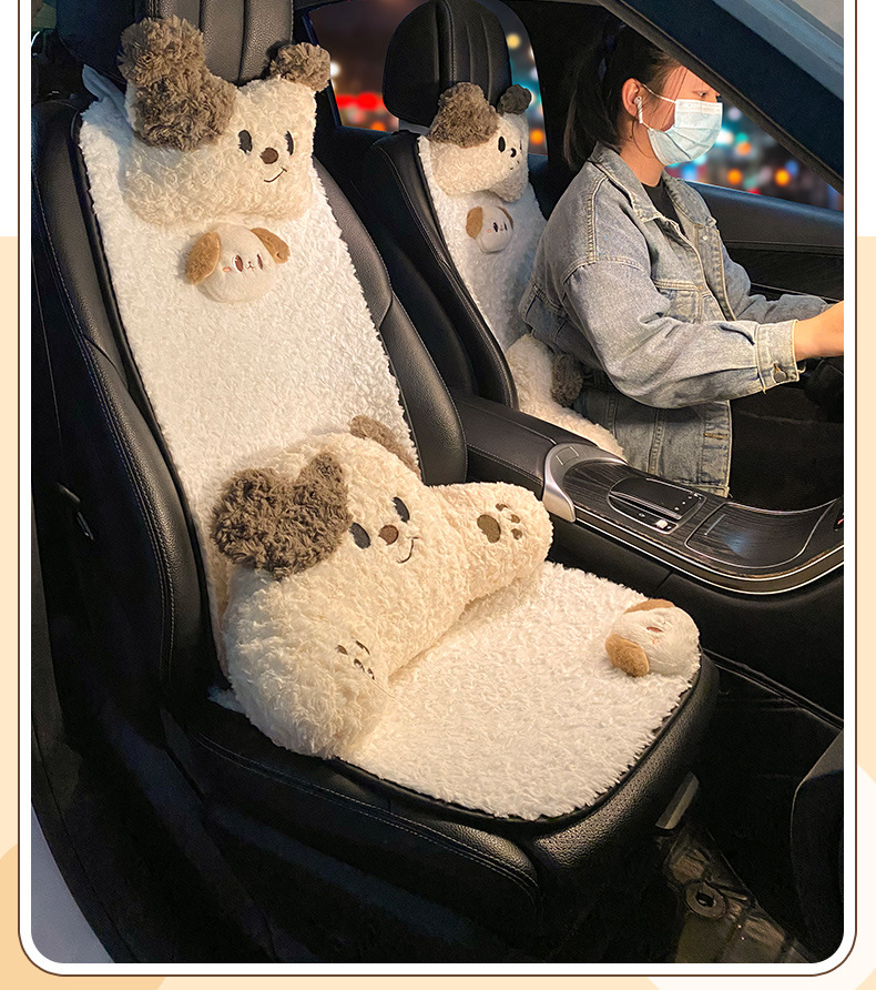 Car headrest neck pillow a pair of female driver pillow cute puppy car pillow car seat waist neck pillow