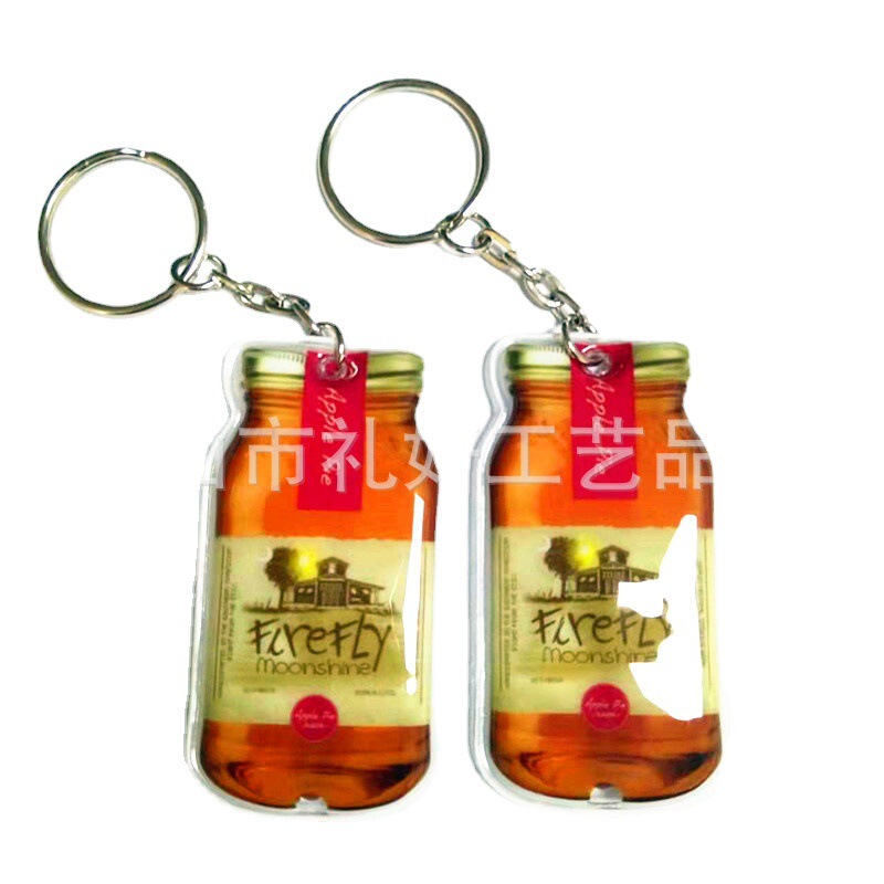 PVC bottle keychain advertising wine bottle pendant luminous small gift pendant PVC with lamp gift jewelry manufacturers