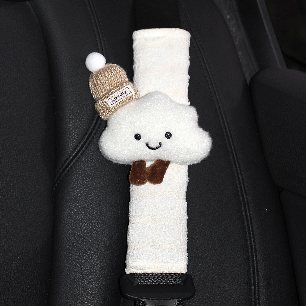 Cute Cloud-Shaped Car Seatbelt Shoulder Pad, Car Seatbelt Decoration Accessory, Anti-Wear Clothing, Suitable for All Seasons, for Women