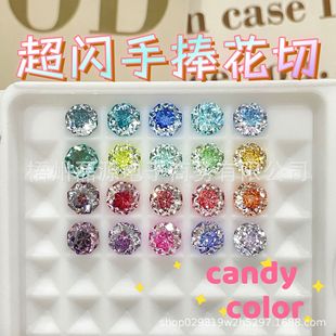 Eight-Sided Bouquet 6/8m Sandwich Gradient Zircon Super Flash Manicure Live Broadcast Earrings Accessories Material Jewelry Supply
