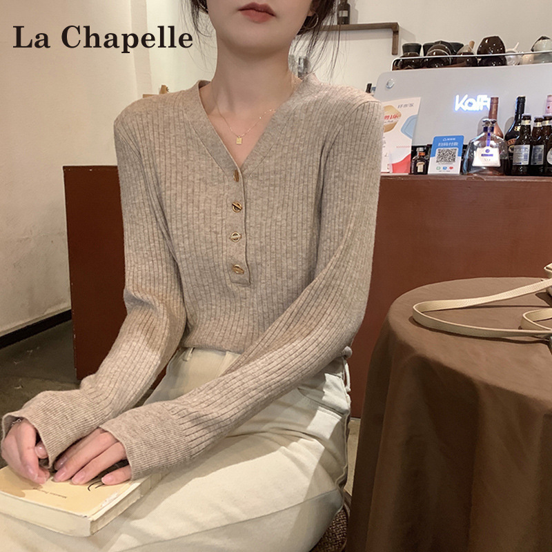 韩版ins风v领打底针织衫毛衣女秋冬季软糯坑条内搭高级感洋气上衣|undefined