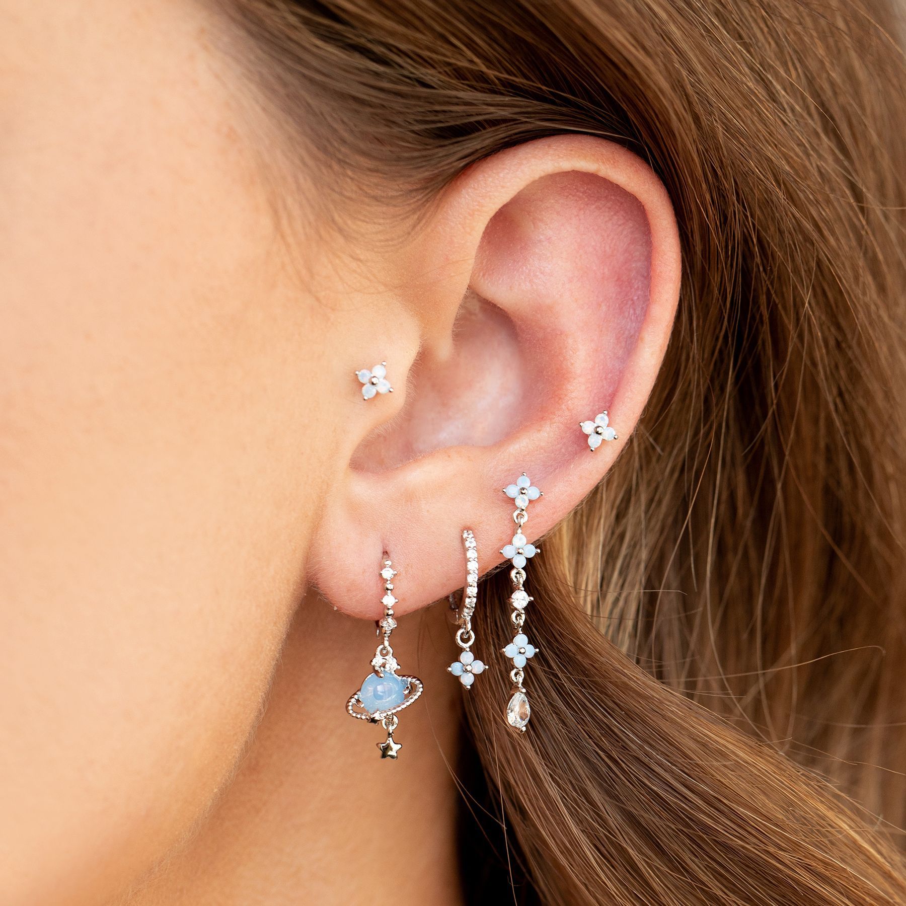 6g Weight Zircon Inlay Material Dangling Earrings Classification 1 Pair Quantity Daily Occasion Brass Material Constellation Pattern Women'S Gender Inlay Design Fashion Style Fashion Constellation Brass Inlay Zircon Dangling Earrings 1 Pair 1
