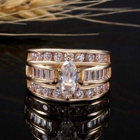 Cross-Border Hot-Selling New Wish Copper Inlaid Zircon Women's Ring European and American Popular Fashion Engagement Jewelry