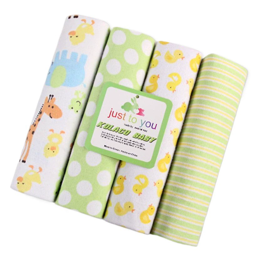 Хлопковая фланелевая тканевая сумка для новорожденных, одинарная упаковочная ткань, удерживающая пододеяльник, хлопковая простыня, четыре упаковки