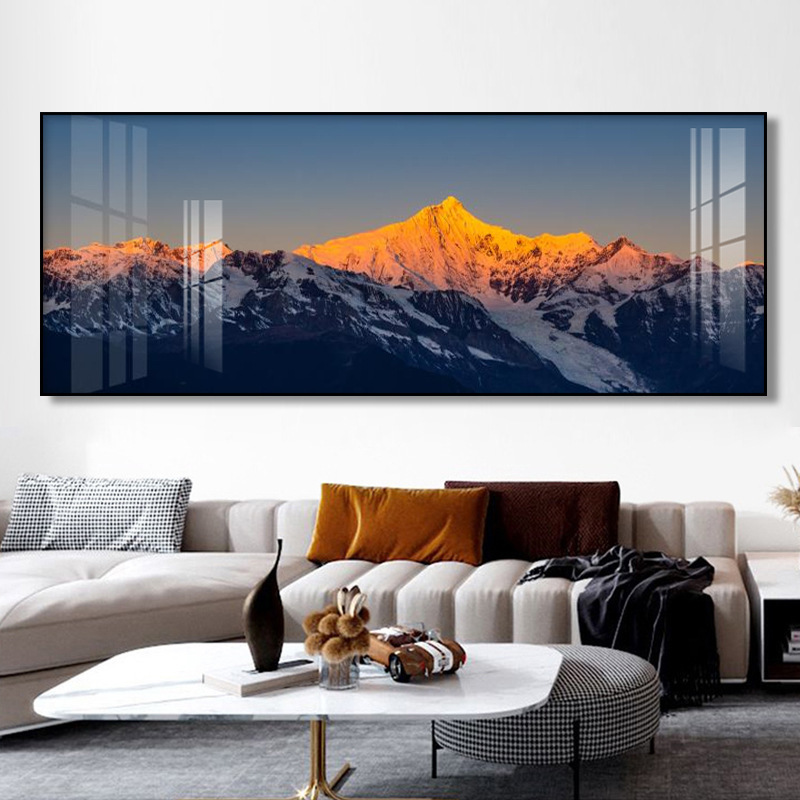 日照金山客厅挂画办公室装饰画背有靠山轻奢大气沙发背景墙壁画|undefined