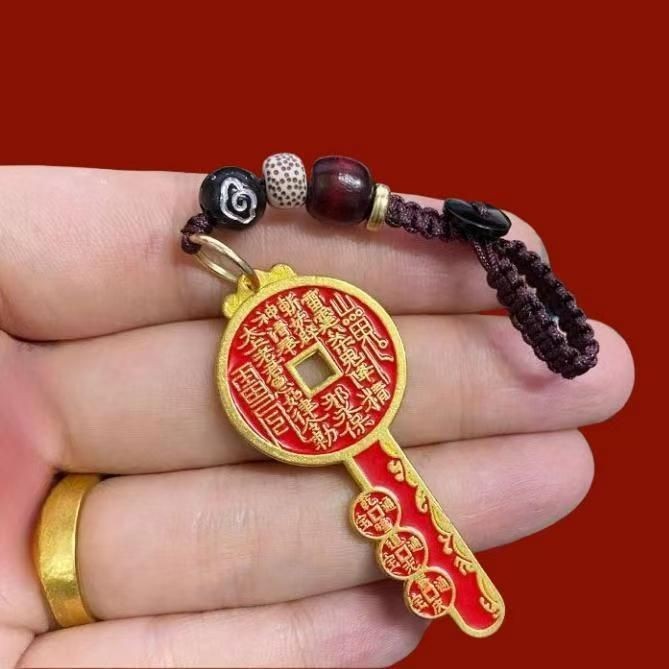 2025新款山鬼花钱钥匙扣挂饰黄铜生肖葫芦随身戴可挂钥匙车钥匙链
